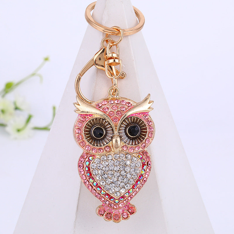 Wholesale Zinc Alloy Diamond Owl Key Chain